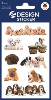 Matrica, papír,  3 ív, 76x120 mm, AVERY ZWECKFORM, "Z-Design No.55972", kölyök kutyák